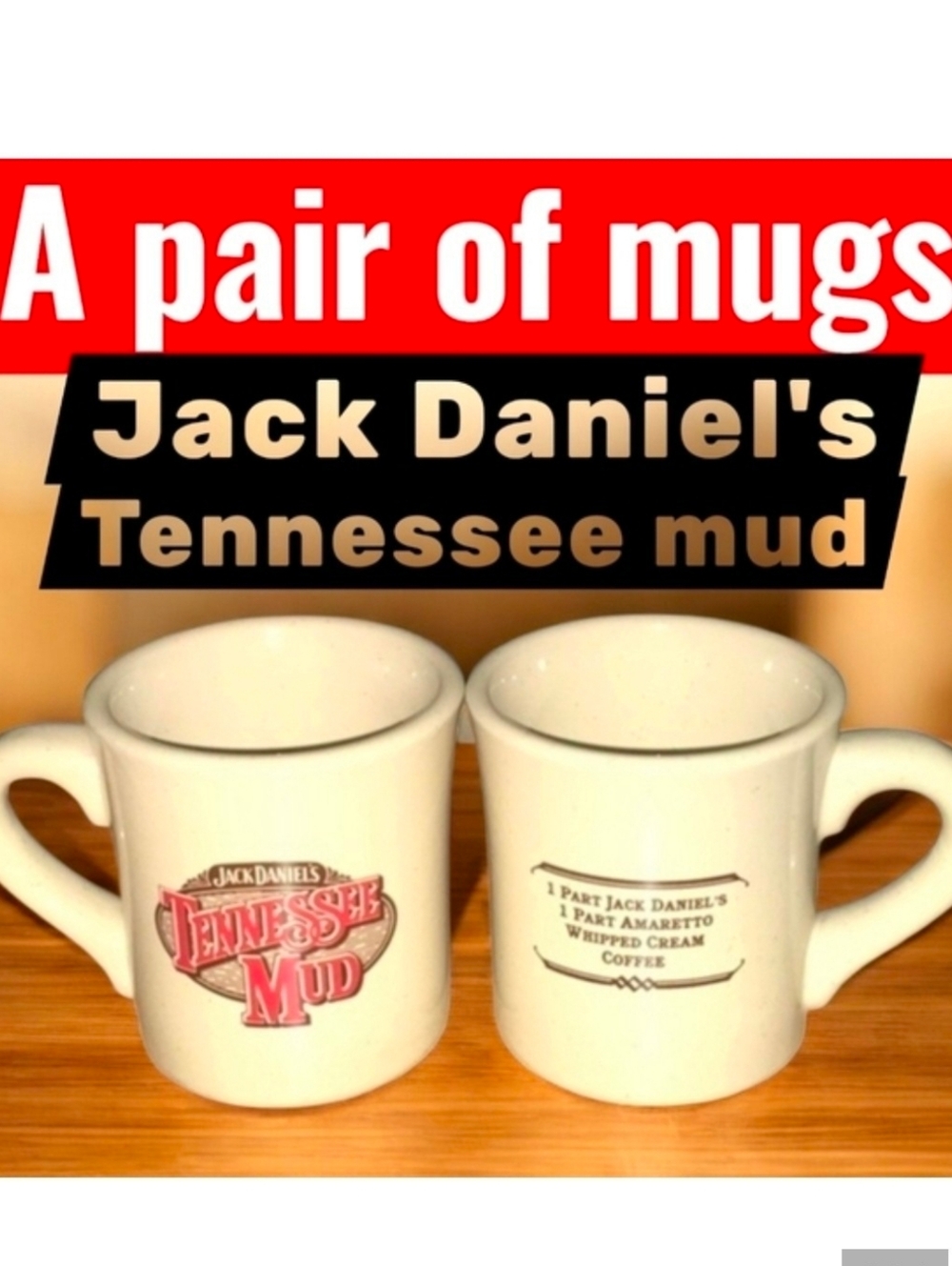 Rare A Pair Jack Daniels Tennessee Mud coffee mugs cups amaretto whipped TWO Mug